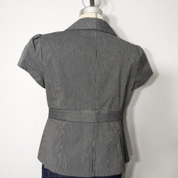SMART SET Black & Grey Striped Short Sleeve Jacket Size 13 - Picture 8 of 15